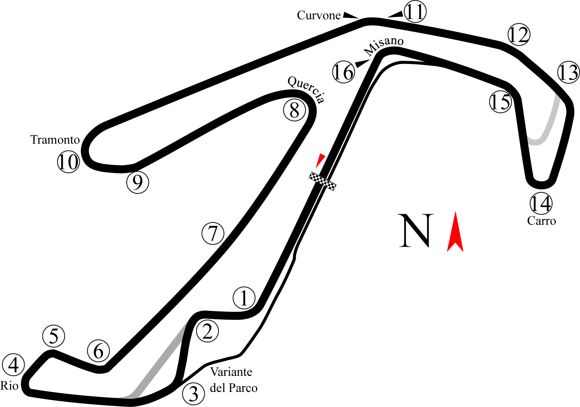 Layout der Rennstrecke: Misano World Circuit Marco Simoncelli
